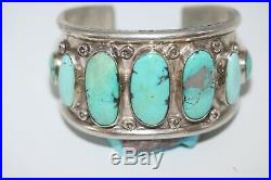 Vintage Navajo Cuff Bracelet, Hachita New Mexico Turquoise, Sterling