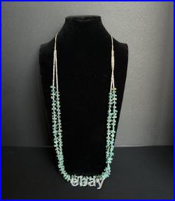Vintage Navajo Double Strand Turquoise Heishi Bead Tied Necklace 32 59g #236