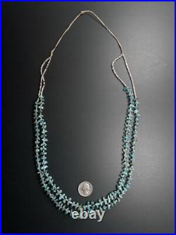 Vintage Navajo Double Strand Turquoise Heishi Bead Tied Necklace 32 59g #236