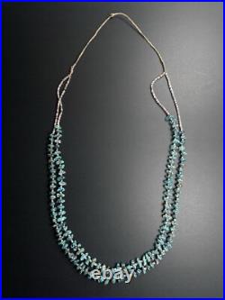 Vintage Navajo Double Strand Turquoise Heishi Bead Tied Necklace 32 59g #236