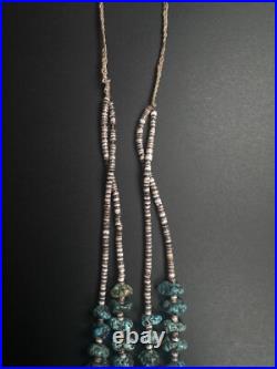 Vintage Navajo Double Strand Turquoise Heishi Bead Tied Necklace 32 59g #236