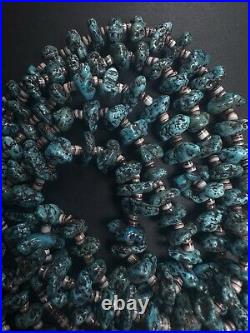 Vintage Navajo Double Strand Turquoise Heishi Bead Tied Necklace 32 59g #236