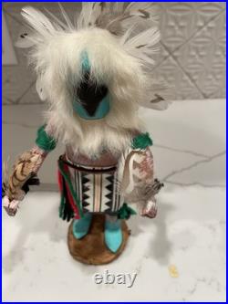 Vintage Navajo Eagle Dancer Kachina Doll Handcrafted 11.5 1970s-1990s Signed