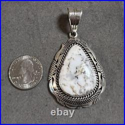 Vintage Navajo Eugene Belone White Buffalo Turquoise Stering Silver Pendant