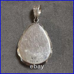 Vintage Navajo Eugene Belone White Buffalo Turquoise Stering Silver Pendant