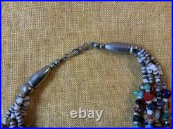 Vintage Navajo Five Strand Gemstone Stone Bead Treasure Necklace, 22 1/4