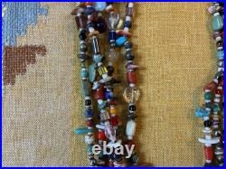 Vintage Navajo Five Strand Gemstone Stone Bead Treasure Necklace, 22 1/4