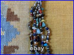 Vintage Navajo Five Strand Gemstone Stone Bead Treasure Necklace, 22 1/4