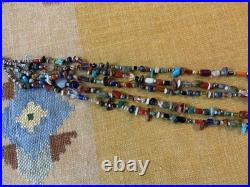 Vintage Navajo Five Strand Gemstone Stone Bead Treasure Necklace, 22 1/4