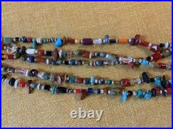 Vintage Navajo Five Strand Gemstone Stone Bead Treasure Necklace, 22 1/4