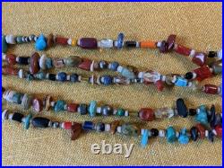 Vintage Navajo Five Strand Gemstone Stone Bead Treasure Necklace, 22 1/4