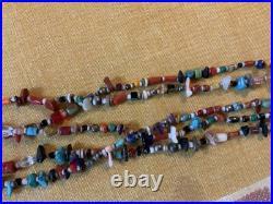 Vintage Navajo Five Strand Gemstone Stone Bead Treasure Necklace, 22 1/4