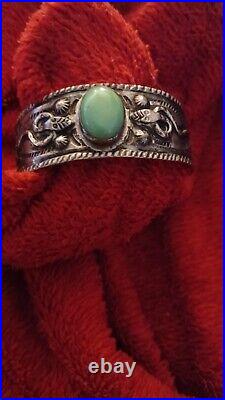 Vintage Navajo Fred Harvey Cuff Turquoise Bracelet