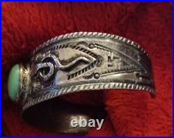 Vintage Navajo Fred Harvey Cuff Turquoise Bracelet