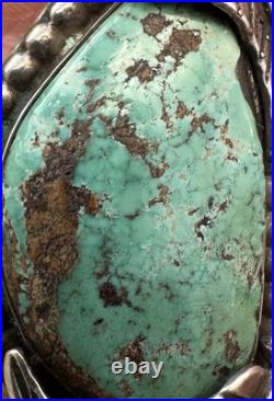 Vintage Navajo Green Carico Lake Turquoise Sterling Silver Bolo Tie Clasp #171
