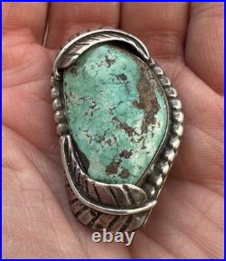 Vintage Navajo Green Carico Lake Turquoise Sterling Silver Bolo Tie Clasp #171