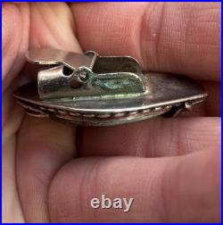 Vintage Navajo Green Carico Lake Turquoise Sterling Silver Bolo Tie Clasp #171