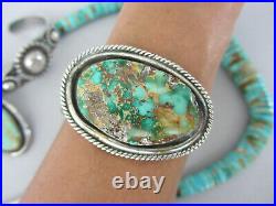 Vintage Navajo Green Royston Rough RUSTIC Sterling 6 Bracelet Cuff Small Wrist