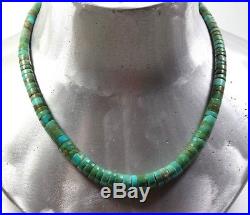 Vintage Navajo Green Turquoise Heishi Bead Necklace 33,5 gr
