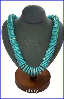 Vintage Navajo Handmade Natural Blue Turquoise Heishi Bead Beaded Necklace