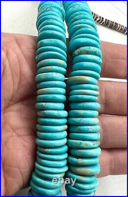 Vintage Navajo Handmade Natural Blue Turquoise Heishi Bead Beaded Necklace