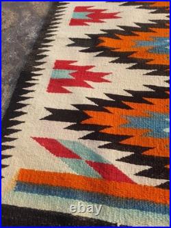 Vintage Navajo Handwoven Beautiful Native American Rug Carpet 55.9x28.3 In