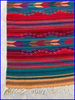 Vintage Navajo Handwoven Beautiful Native American Rug Carpet 57.8x30.3 In