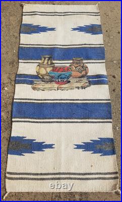 Vintage Navajo Handwoven Beautiful Native American Rug Carpet 58.2x27.5 In