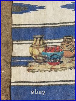 Vintage Navajo Handwoven Beautiful Native American Rug Carpet 58.2x27.5 In