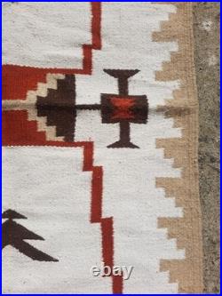 Vintage Navajo Handwoven Beautiful Native American Rug Carpet 60.6x30.3 In