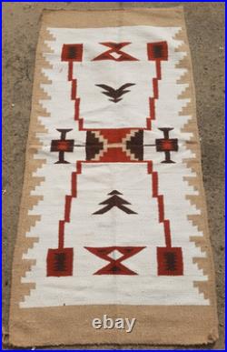 Vintage Navajo Handwoven Beautiful Native American Rug Carpet 60.6x30.3 In