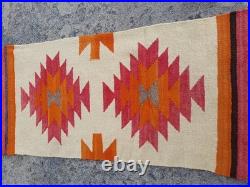 Vintage Navajo Handwoven Beautiful Native American wool Rug Carpet 35.1x16.5 In