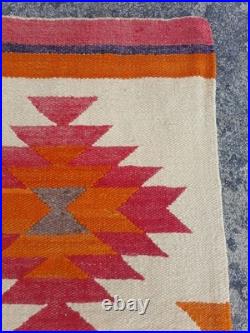 Vintage Navajo Handwoven Beautiful Native American wool Rug Carpet 35.1x16.5 In