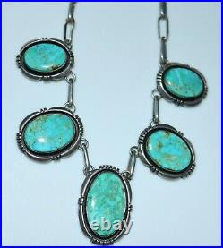 Vintage Navajo Indian JOE DELGARITO Blue Green Turquoise Festoon Necklace
