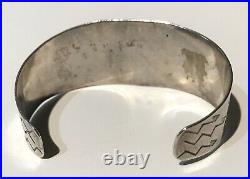 Vintage Navajo Indian Silver Thunderbird & Snakes Cuff Bracelet