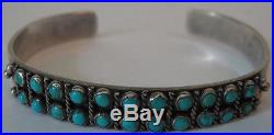 Vintage Navajo Indian Silver Turquoise Double Snake Eye Row Bracelet