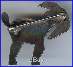 Vintage Navajo Indian Silver Turquoise Eye Billy Goat Pin Brooch