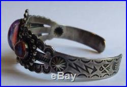 Vintage Navajo Indian Sterling Silver Dragons Breath Cabochons Cuff Bracelet