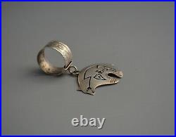 Vintage Navajo Indian Sterling Silver Pendant Handstamped Heartline Bear RL