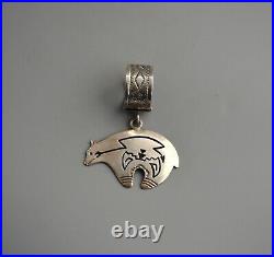 Vintage Navajo Indian Sterling Silver Pendant Handstamped Heartline Bear RL