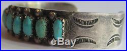 Vintage Navajo Indian Sterling Silver Turquoise Row Bracelet