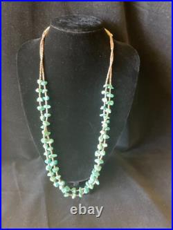 Vintage Navajo Joe Manygoats Handmade Turquoise Two Strand Necklace