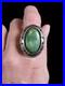 Vintage Navajo Laura Willie Green Turquoise File Work Sterling Silver Ring 8.75