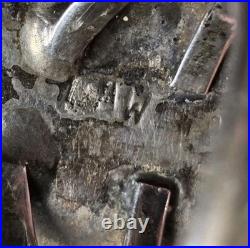 Vintage Navajo Laura Willie Green Turquoise File Work Sterling Silver Ring 8.75