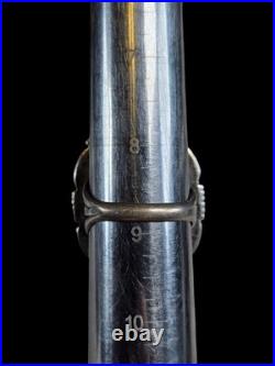 Vintage Navajo Laura Willie Green Turquoise File Work Sterling Silver Ring 8.75