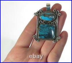 Vintage Navajo Leah Cleveland Stormy Mtn Turquoise Sterling Silver Pendant