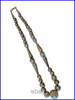 Vintage Navajo Long Cone Sterling Silver Handmade Necklace