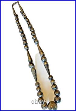 Vintage Navajo Long Cone Sterling Silver Handmade Necklace