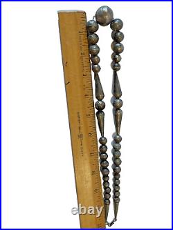 Vintage Navajo Long Cone Sterling Silver Handmade Necklace