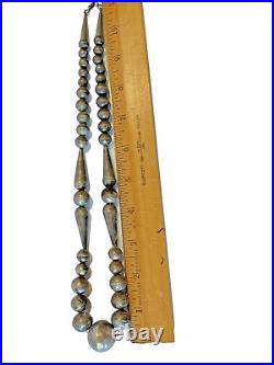 Vintage Navajo Long Cone Sterling Silver Handmade Necklace